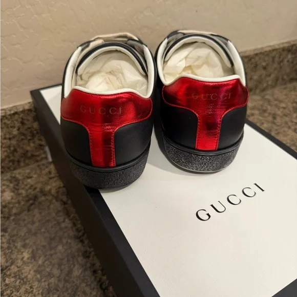Gucci Black Leather Men's Sneakers